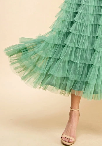 Grace Tulle Dress in Pistachio