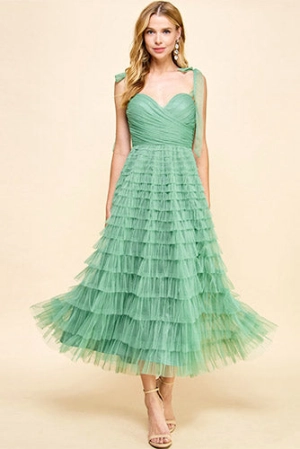 Grace Tulle Dress in Pistachio