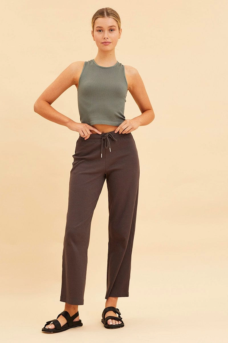 Green Seamless Tank Crop Racer Back Sleeveless