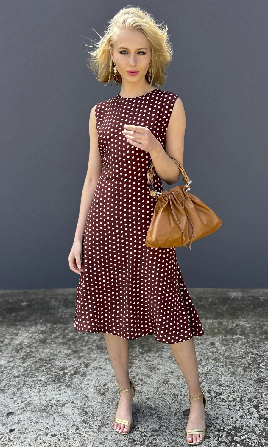hoss Polka Dot Dress - Choc