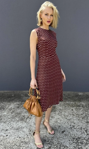 hoss Polka Dot Dress - Choc