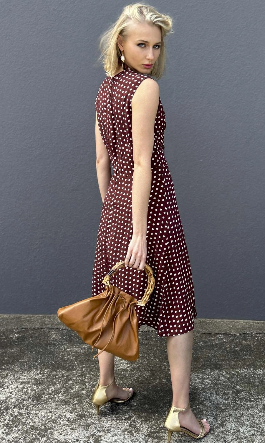 hoss Polka Dot Dress - Choc