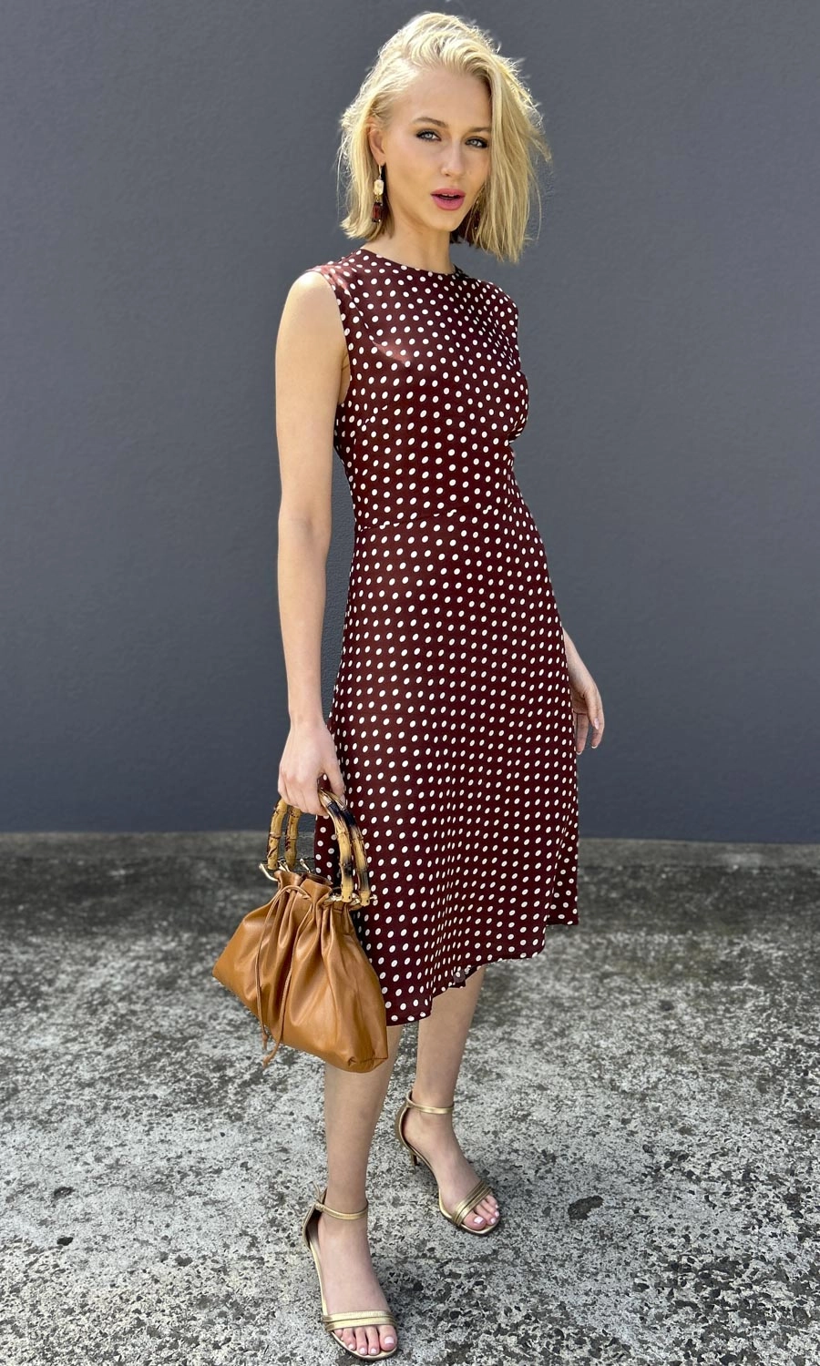 hoss Polka Dot Dress - Choc