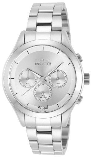 Invicta Women's Angel Stainless Steel Watch - Dual Time Silver Tone Dial | 12465