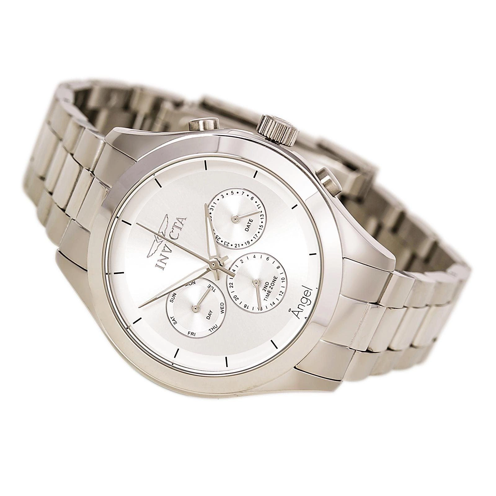 Invicta Women's Angel Stainless Steel Watch - Dual Time Silver Tone Dial | 12465