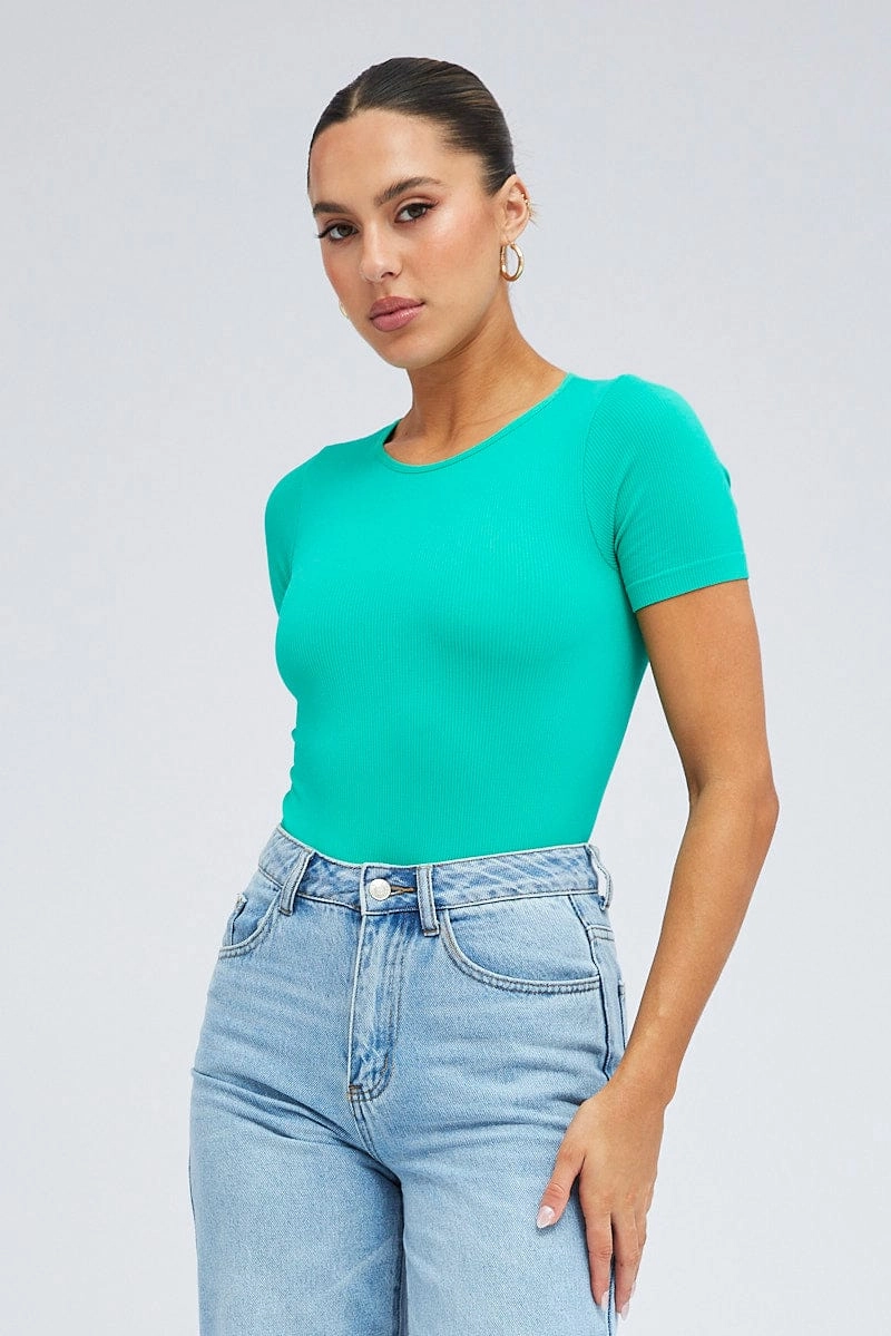 Jade Bodysuit Short sleeve Crew neck Seamless