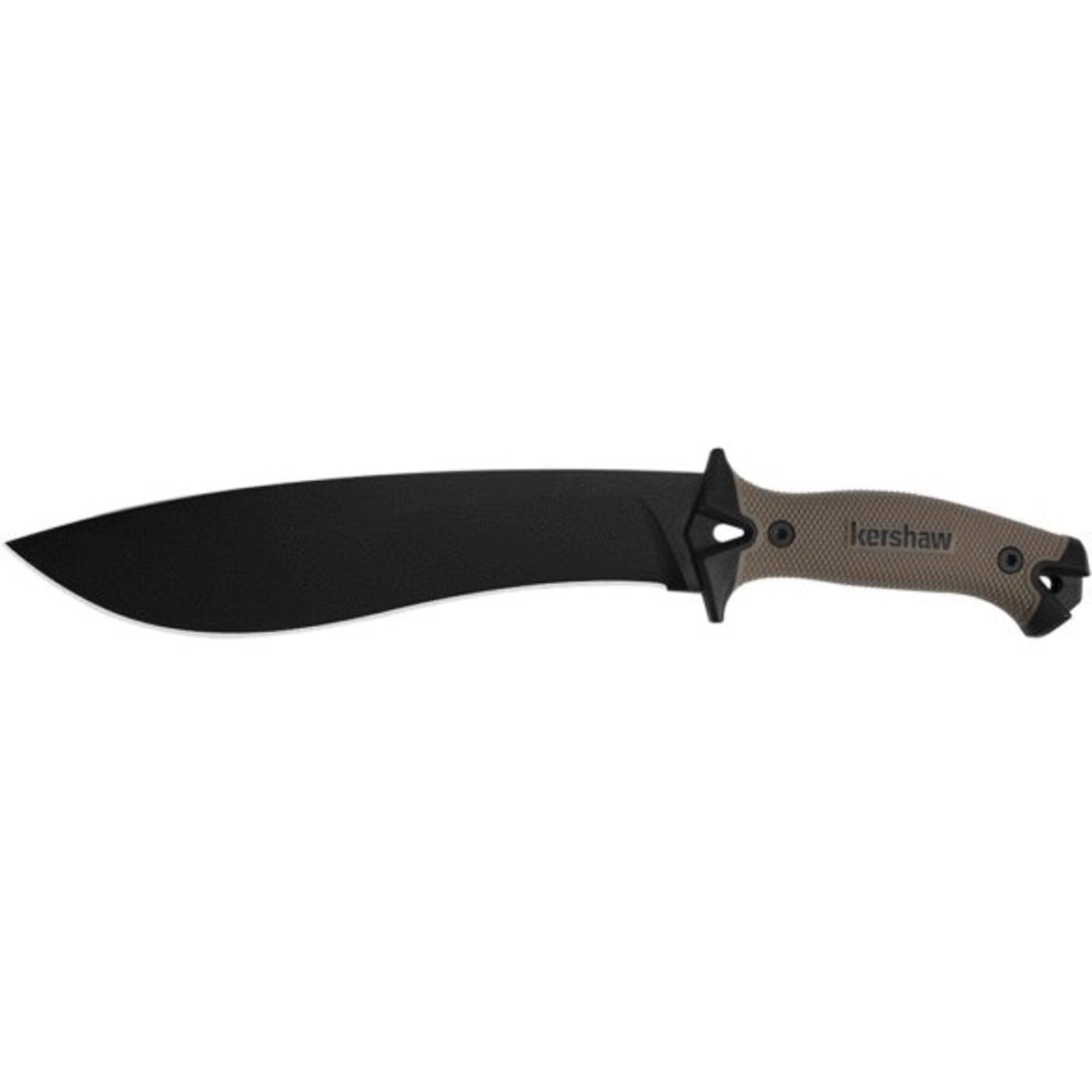 Kershaw Machete Knife - Camp 10 Black Recurve Fixed Blade Tan Handle | 1077TAN