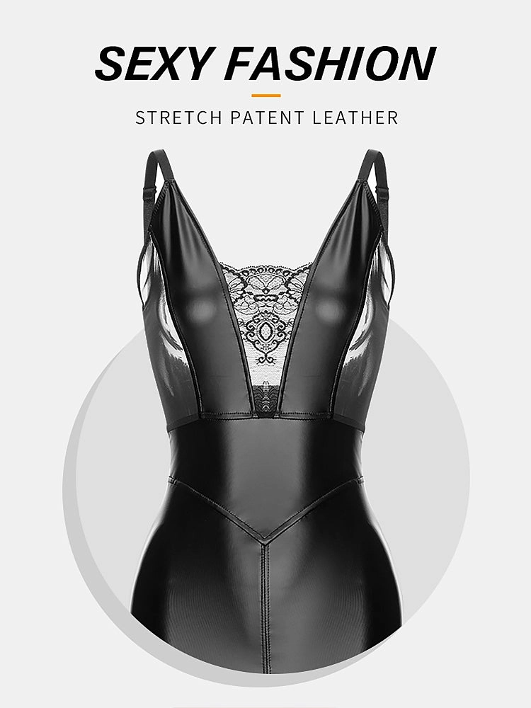 Lace PU Leather Backless Sling Pack Hip Control Shape Dresses