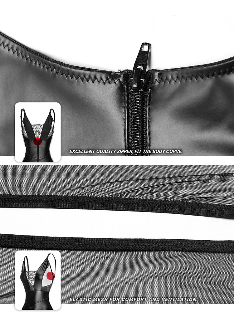 Lace PU Leather Backless Sling Pack Hip Control Shape Dresses