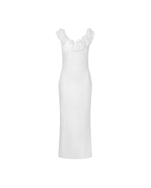 LEONIE RUFFLE DRESS WHITE