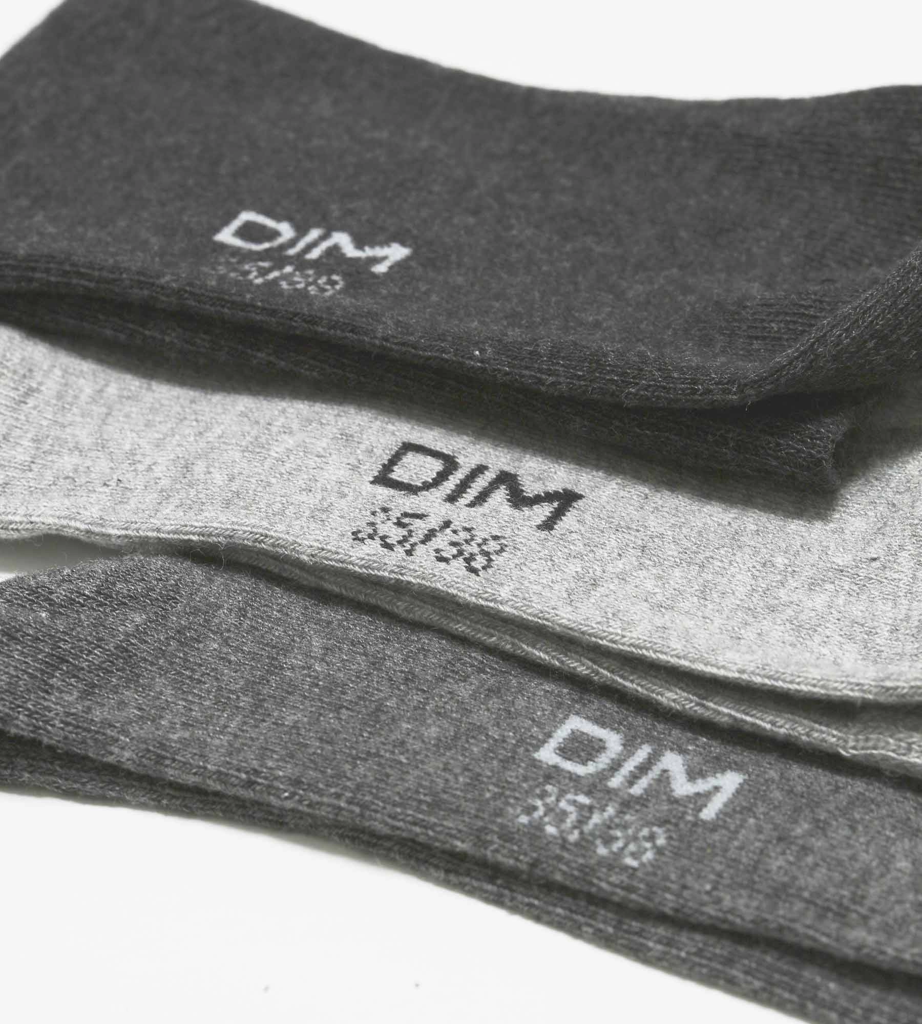 Lot de 3 paires de chaussettes femme Gris Clair en coton Dim