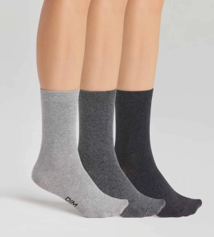 Lot de 3 paires de chaussettes femme Gris Clair en coton Dim