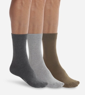 Lot de 3 paires de chaussettes homme Gris Kaki Dim Basic Coton