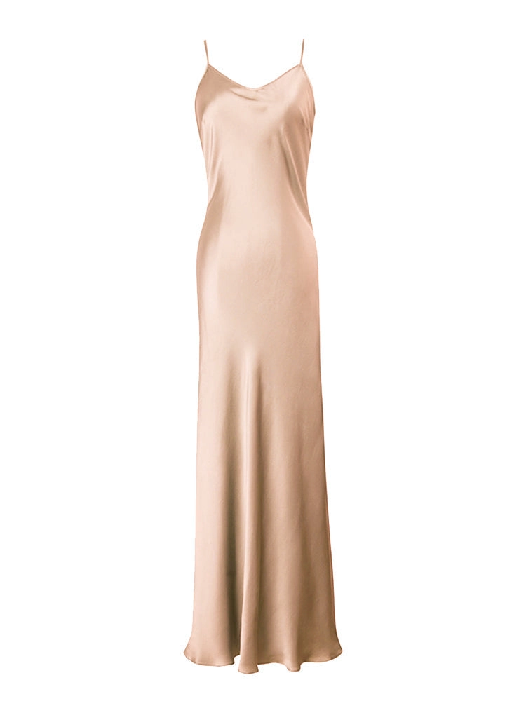 Midnight Sexy Silk Slip Dress Prom Cocktail Midi Dress
