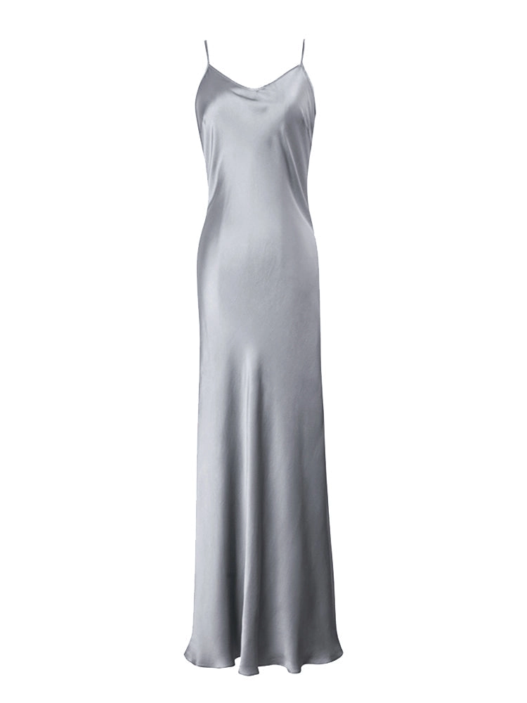 Midnight Sexy Silk Slip Dress Prom Cocktail Midi Dress