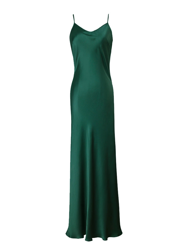 Midnight Sexy Silk Slip Dress Prom Cocktail Midi Dress
