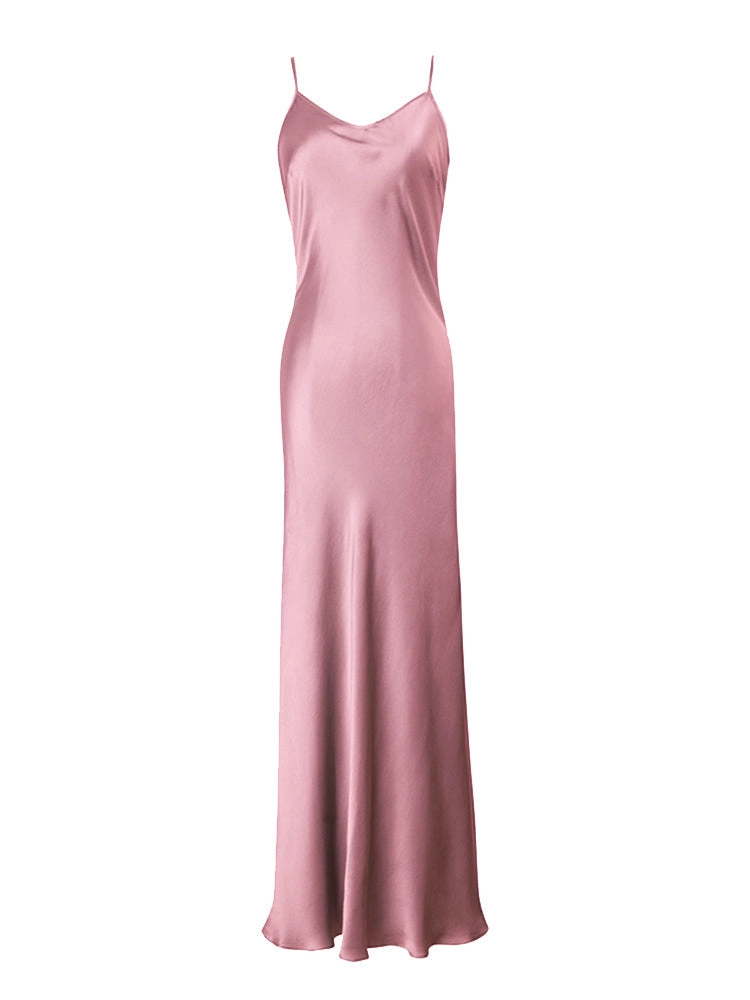 Midnight Sexy Silk Slip Dress Prom Cocktail Midi Dress