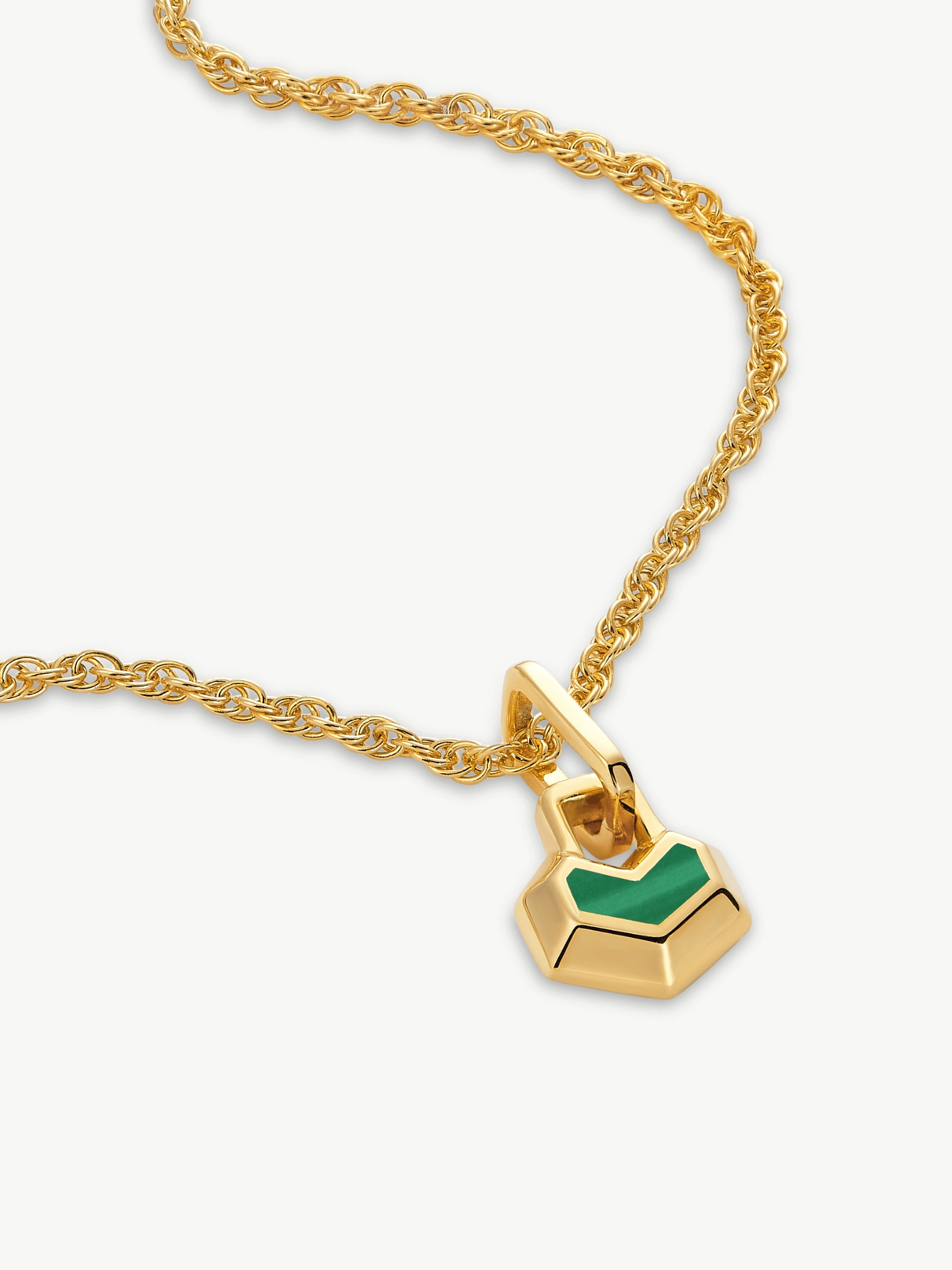 Mini Daryl 18k Gold Plated 22" Chain Necklace | Malachite