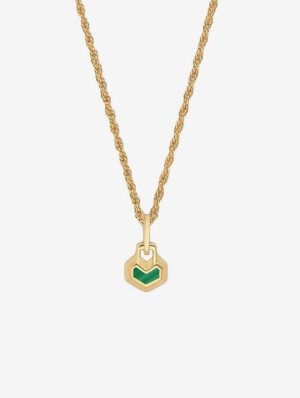 Mini Daryl 18k Gold Plated 22" Chain Necklace | Malachite