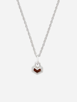 Mini Daryl Sterling Silver 16" Chain Necklace | Red Tiger Eye