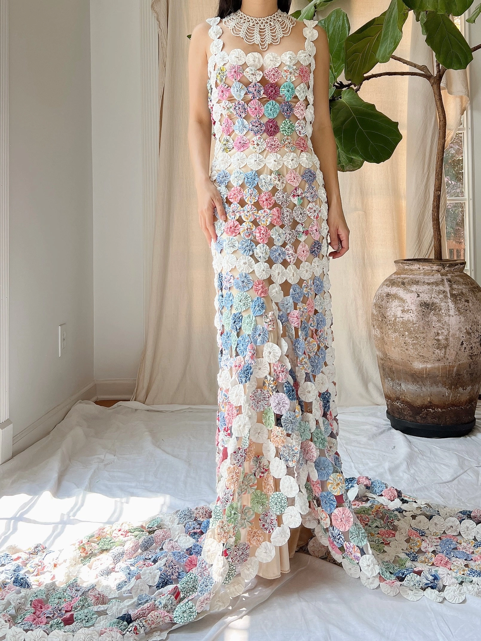 OOAK Antique Yoyo Quilt Gown - S/M