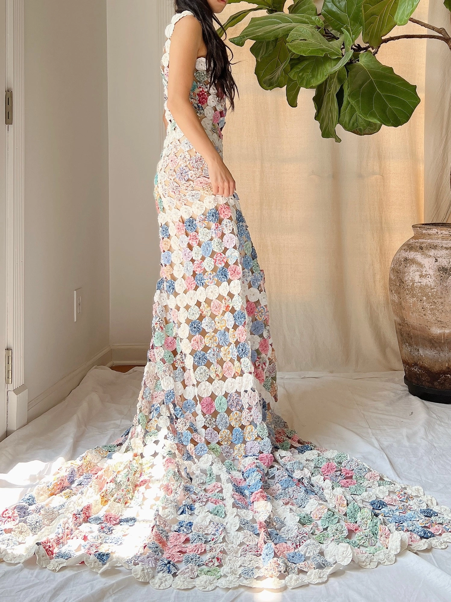 OOAK Antique Yoyo Quilt Gown - S/M