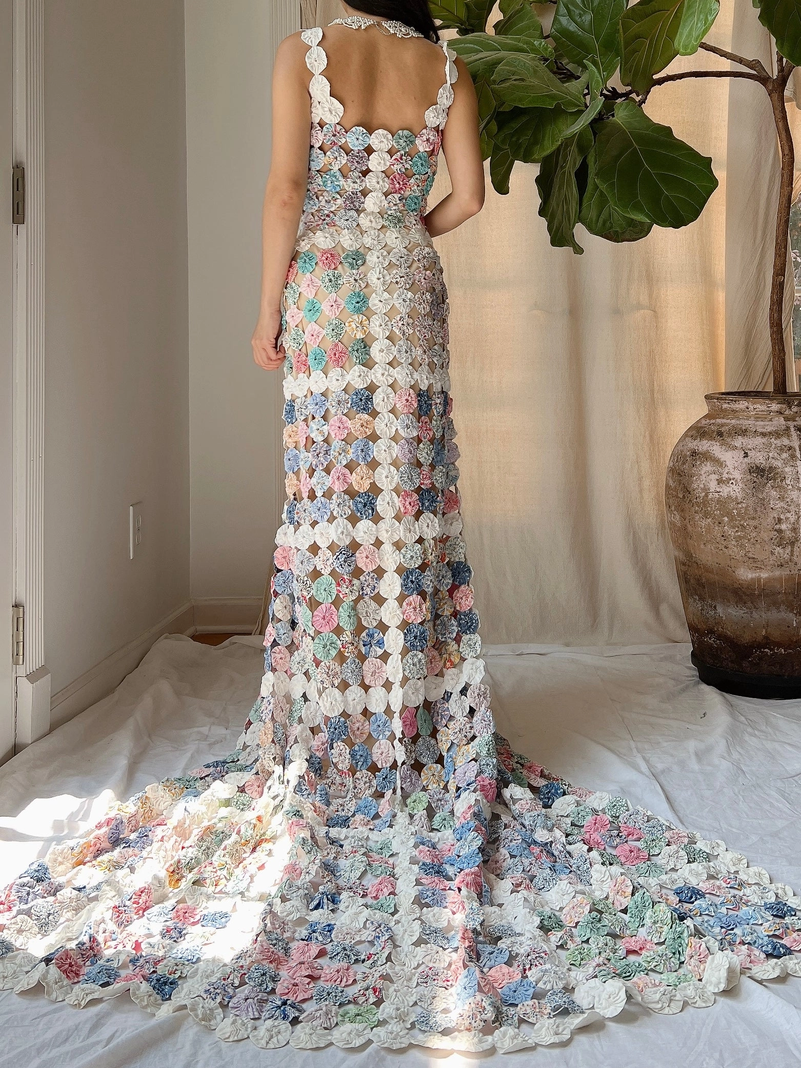 OOAK Antique Yoyo Quilt Gown - S/M