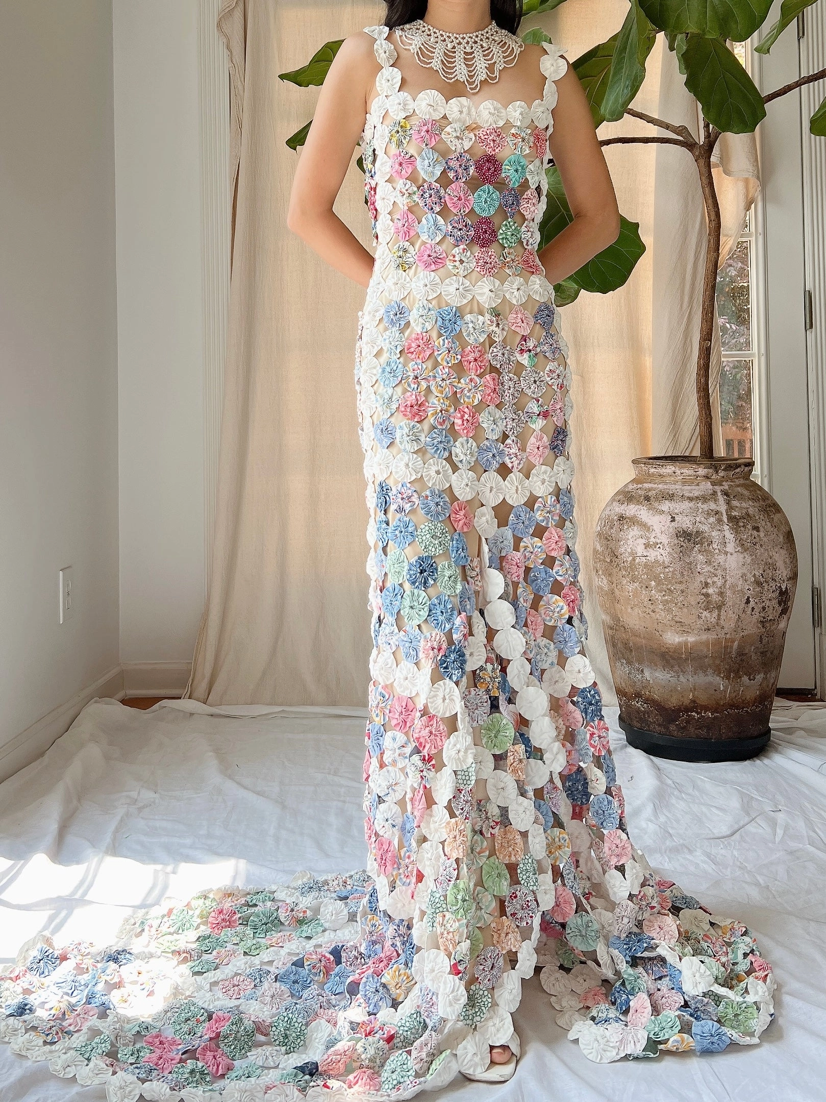 OOAK Antique Yoyo Quilt Gown - S/M