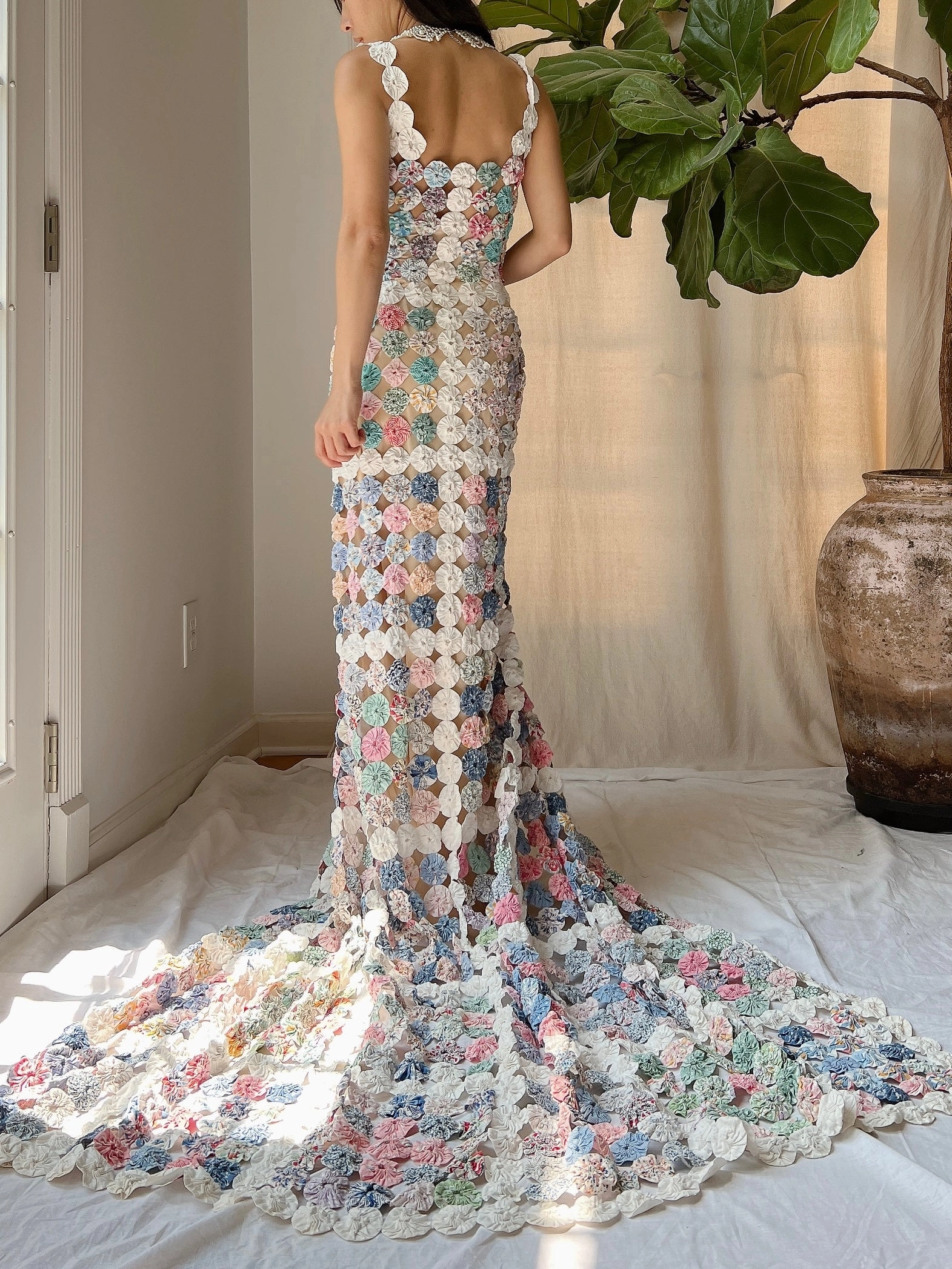 OOAK Antique Yoyo Quilt Gown - S/M