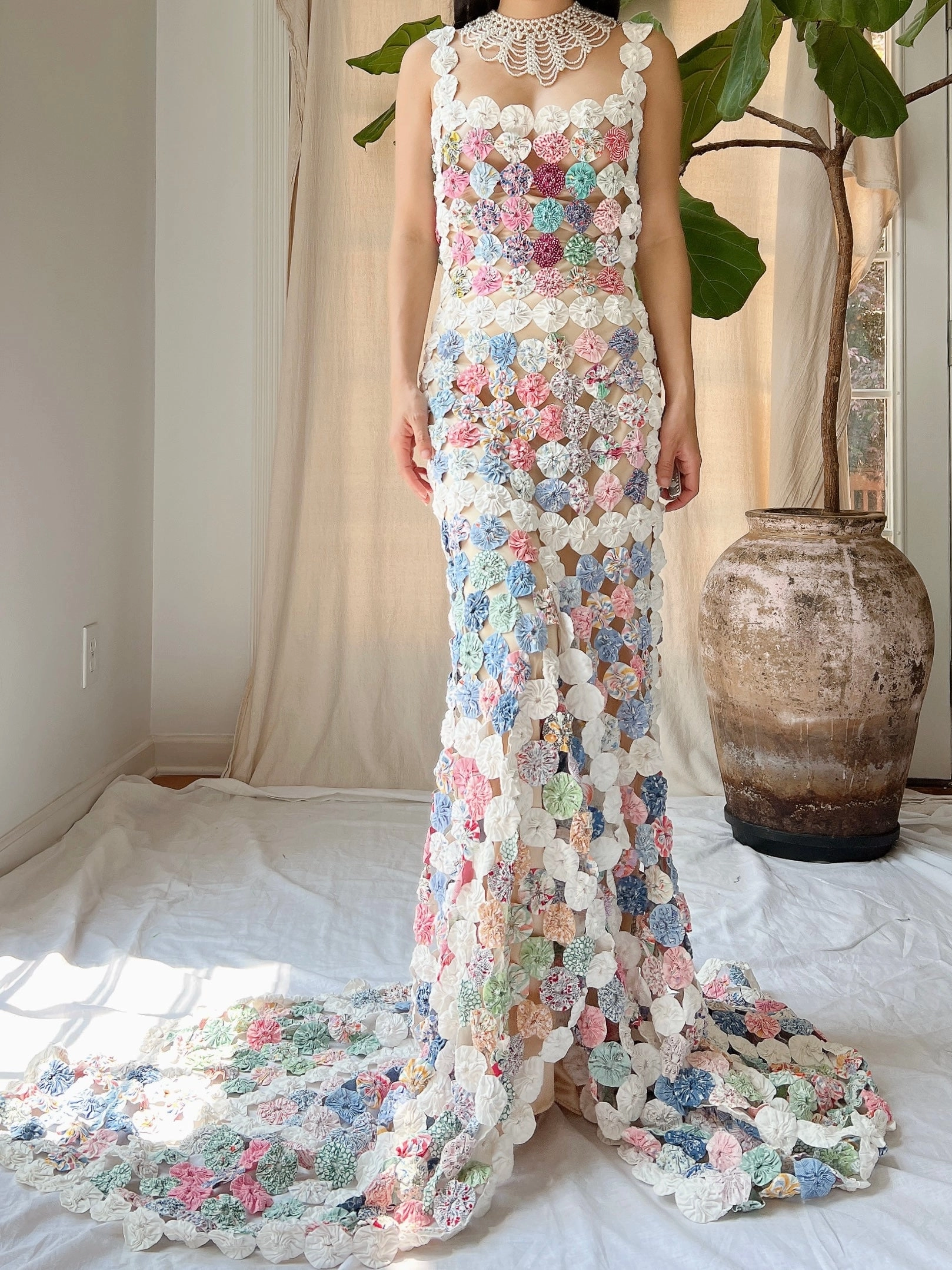 OOAK Antique Yoyo Quilt Gown - S/M