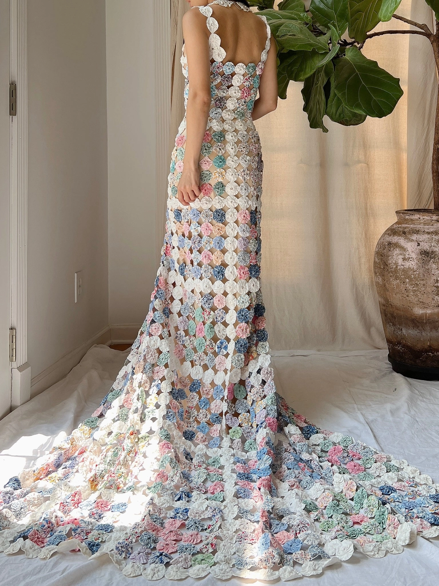 OOAK Antique Yoyo Quilt Gown - S/M
