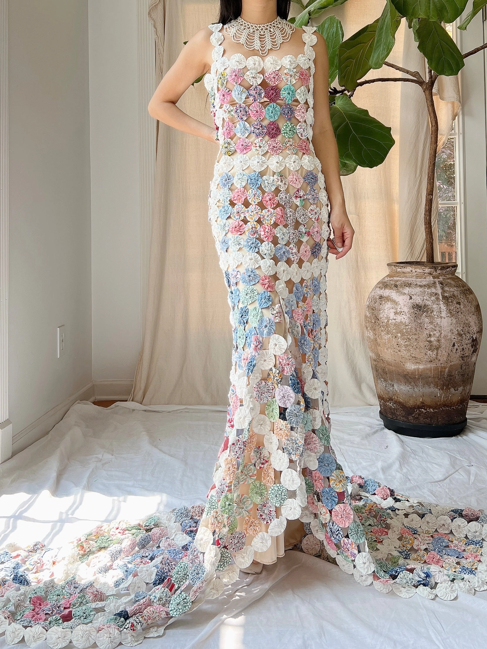OOAK Antique Yoyo Quilt Gown - S/M