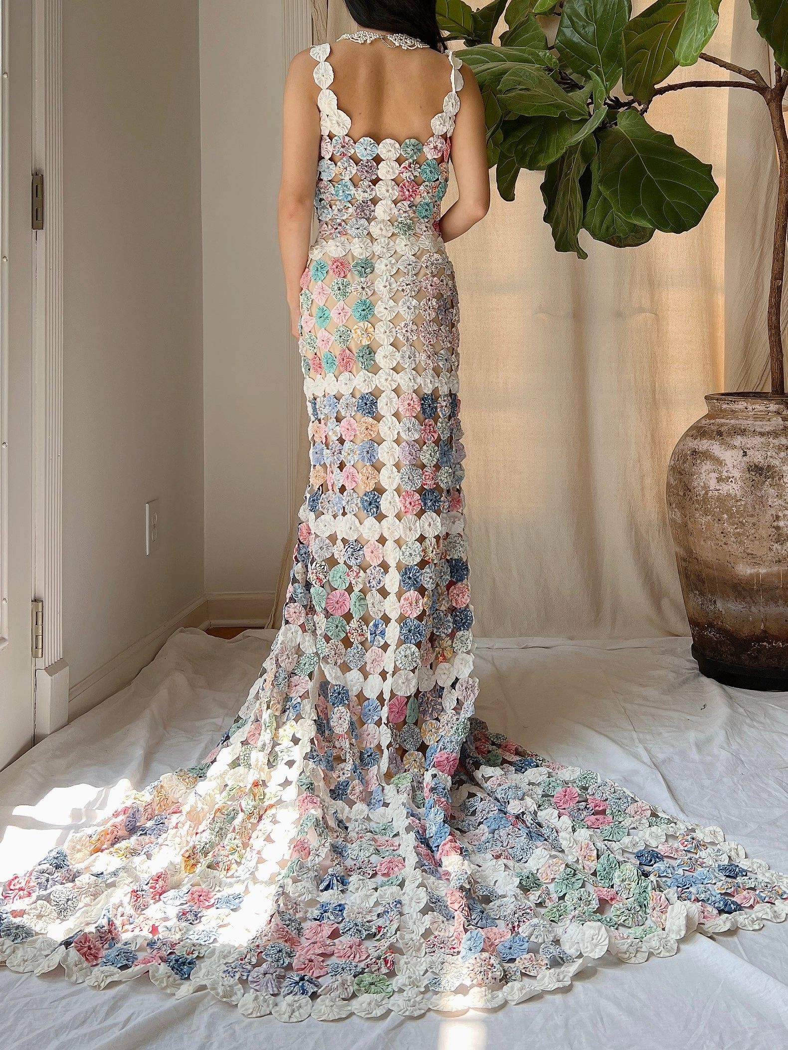 OOAK Antique Yoyo Quilt Gown - S/M