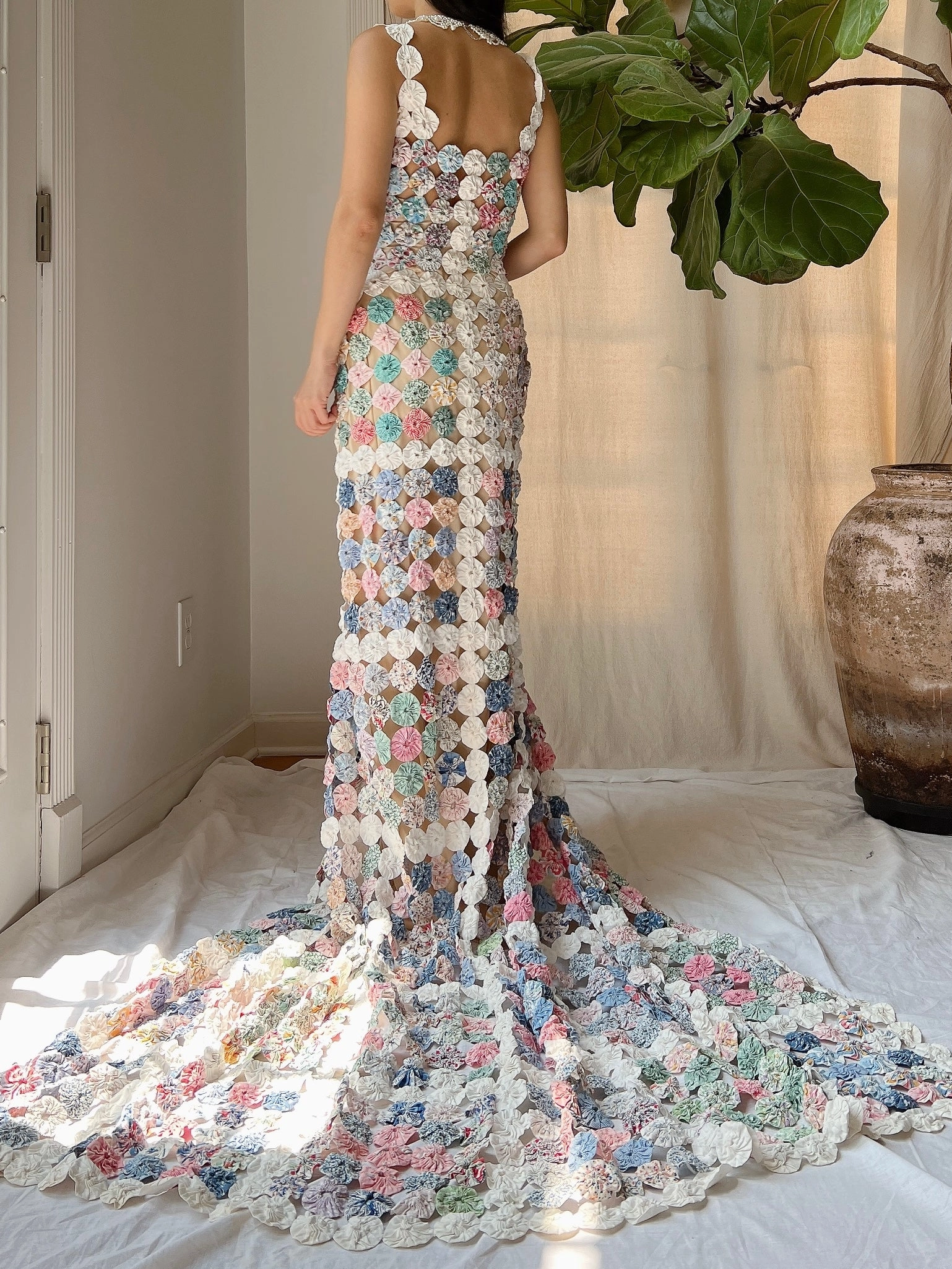 OOAK Antique Yoyo Quilt Gown - S/M