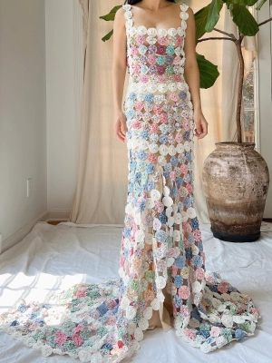 OOAK Antique Yoyo Quilt Gown - S/M