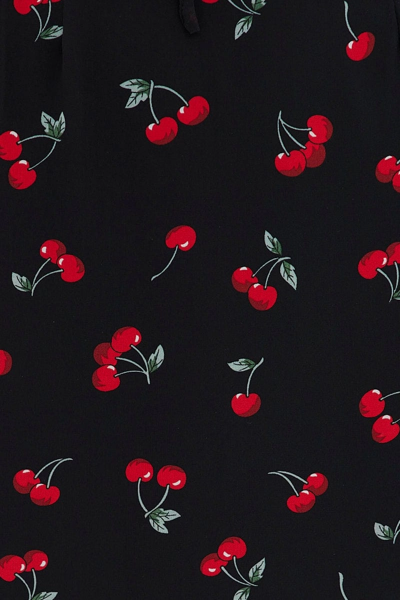 Red Floral Midi Dress Grunge Floral Print