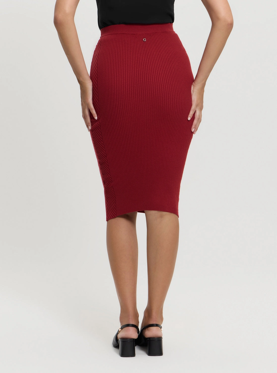 Red Katelyn Midi Knit Skirt