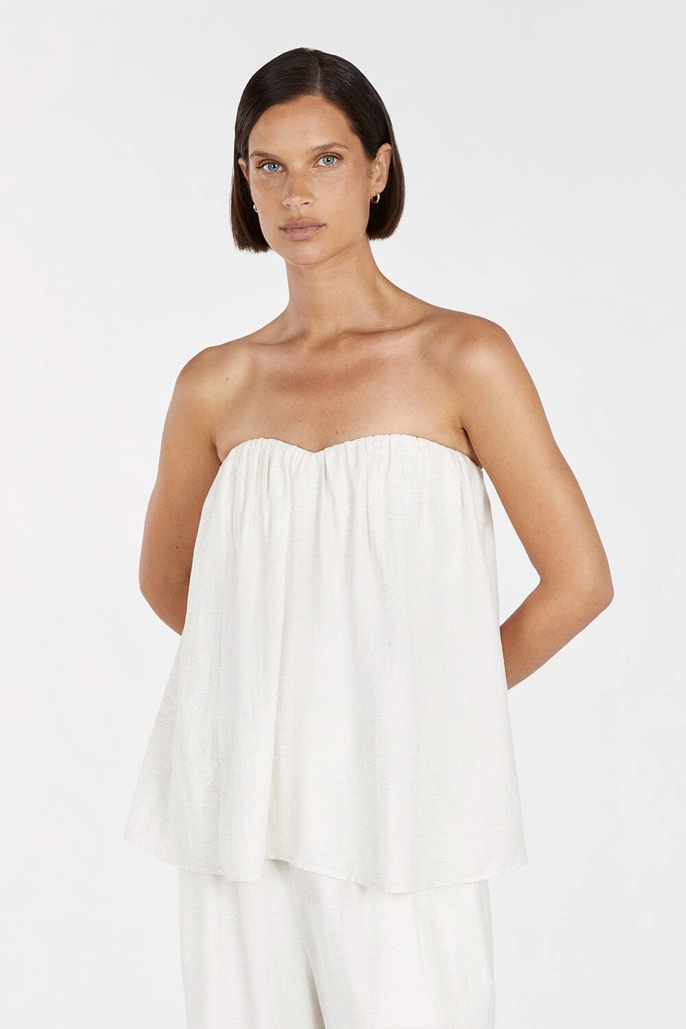 SHANIYA OFF WHITE STRAPLESS TOP