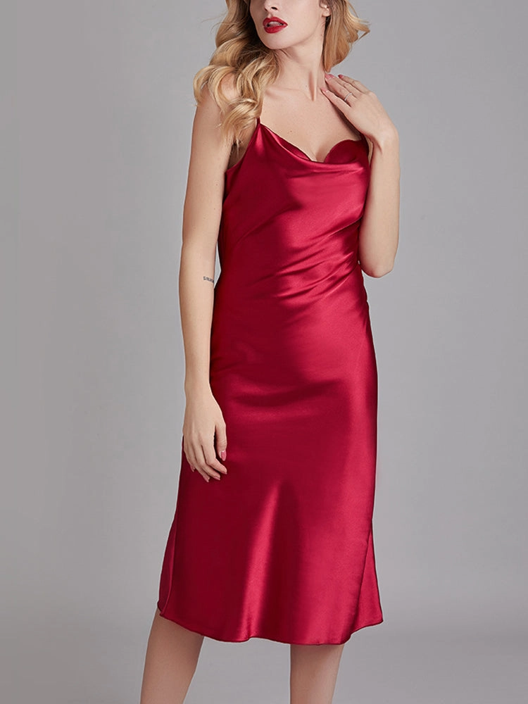 Silky Satin Nightie Slip Dress Backless Lingerie for Women