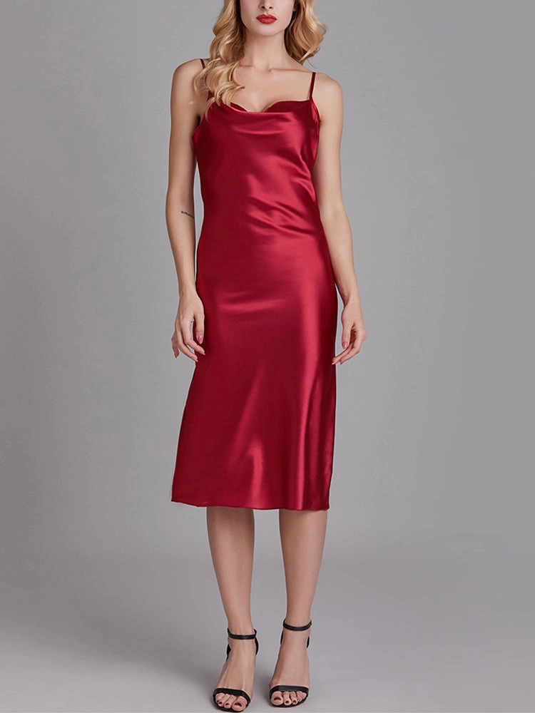 Silky Satin Nightie Slip Dress Backless Lingerie for Women