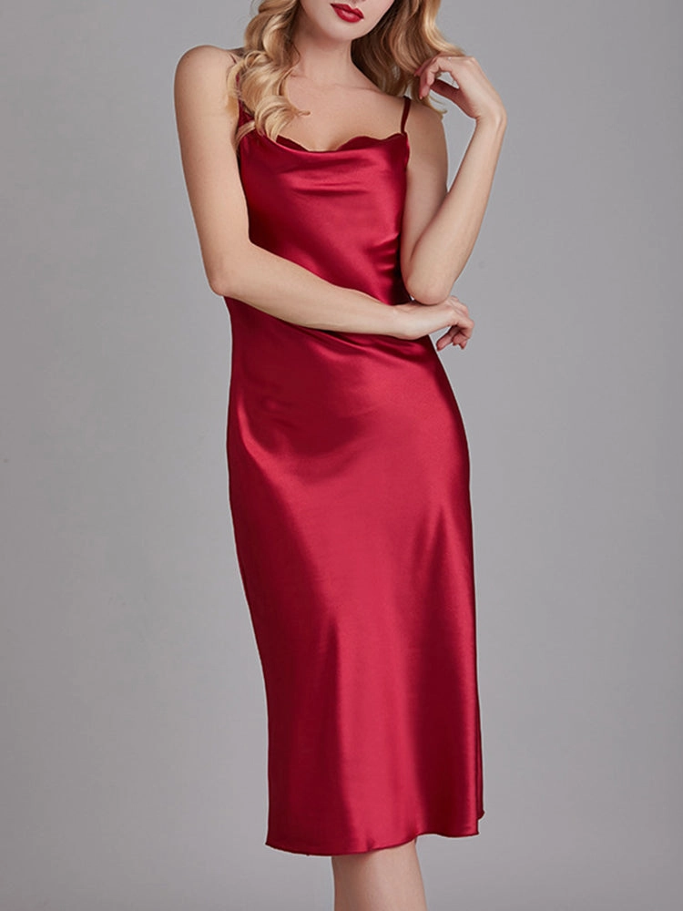 Silky Satin Nightie Slip Dress Backless Lingerie for Women