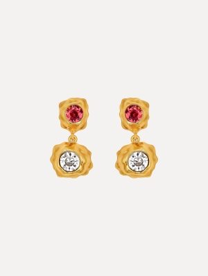 Textured Metal Double Drop Earrings