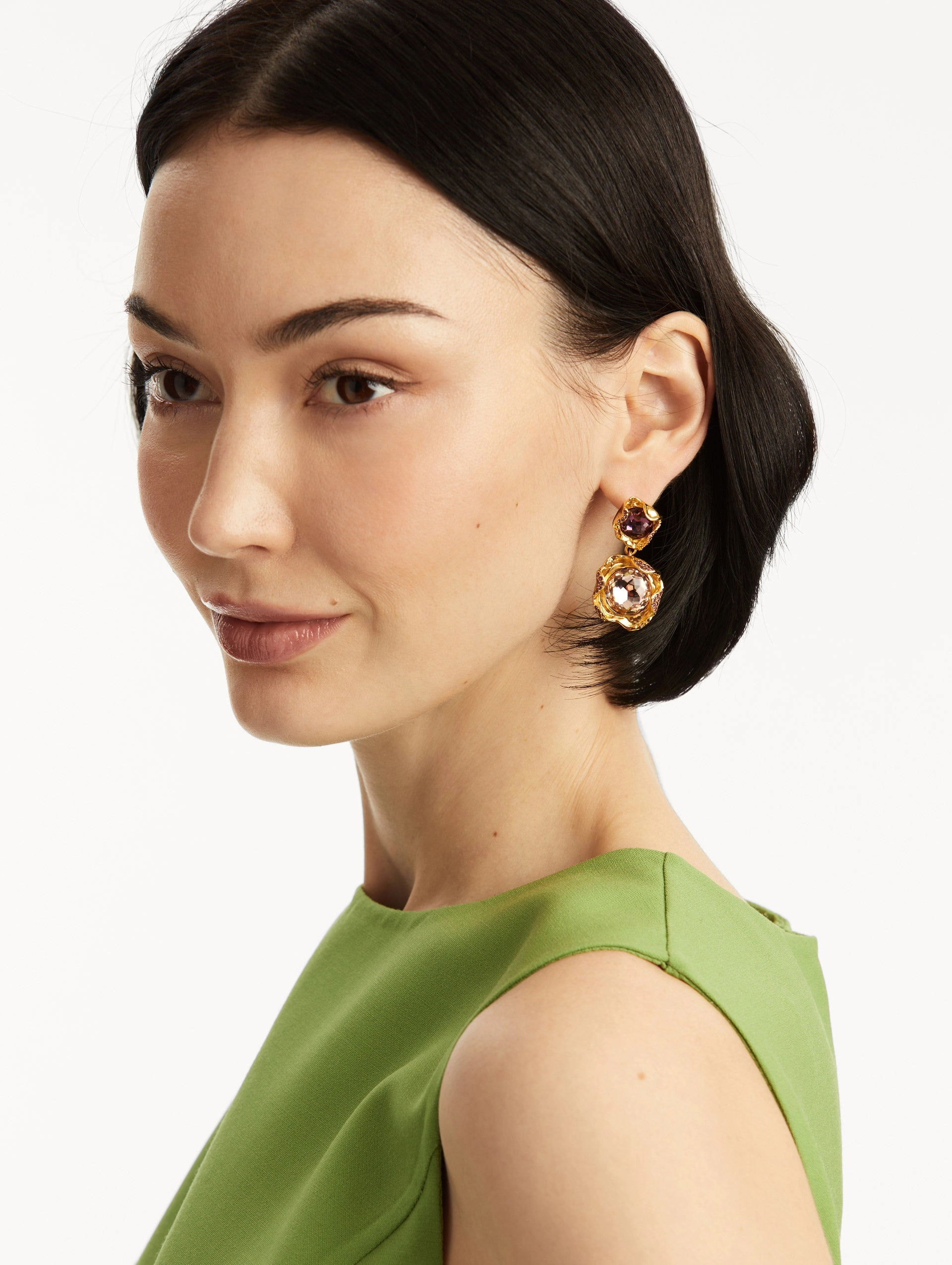 Textured Metal Double Drop Earrings