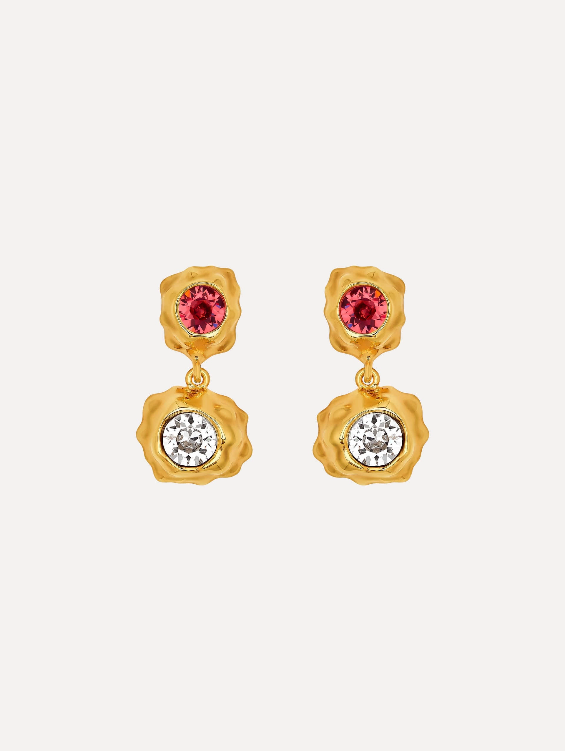 Textured Metal Double Drop Earrings