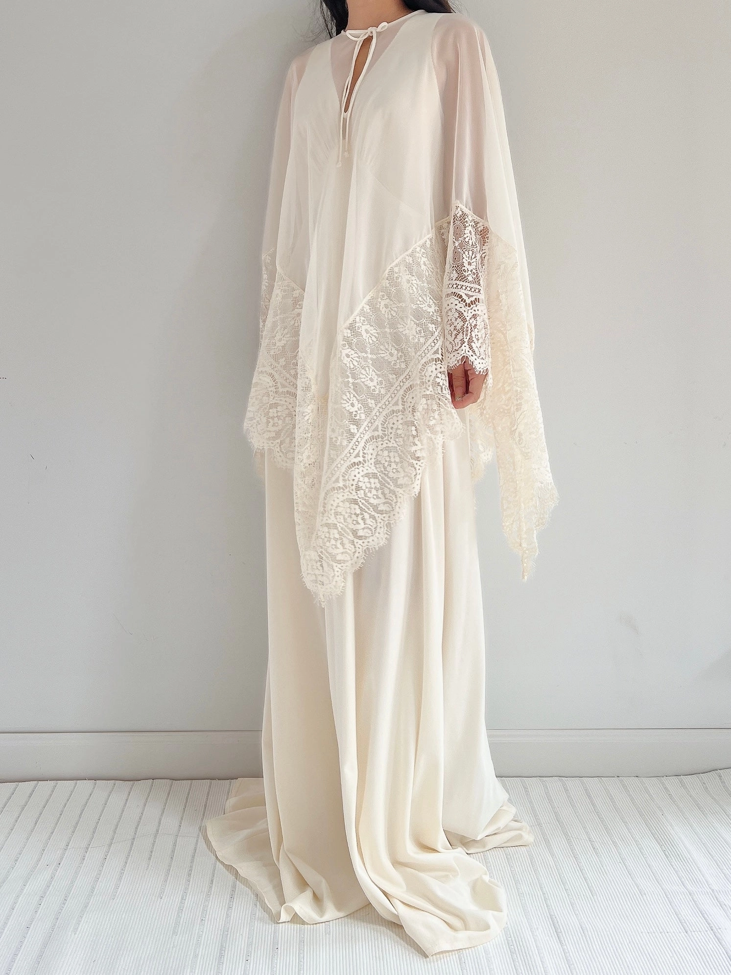 Vintage 2-Piece Chiffon and Jersey Gown - S