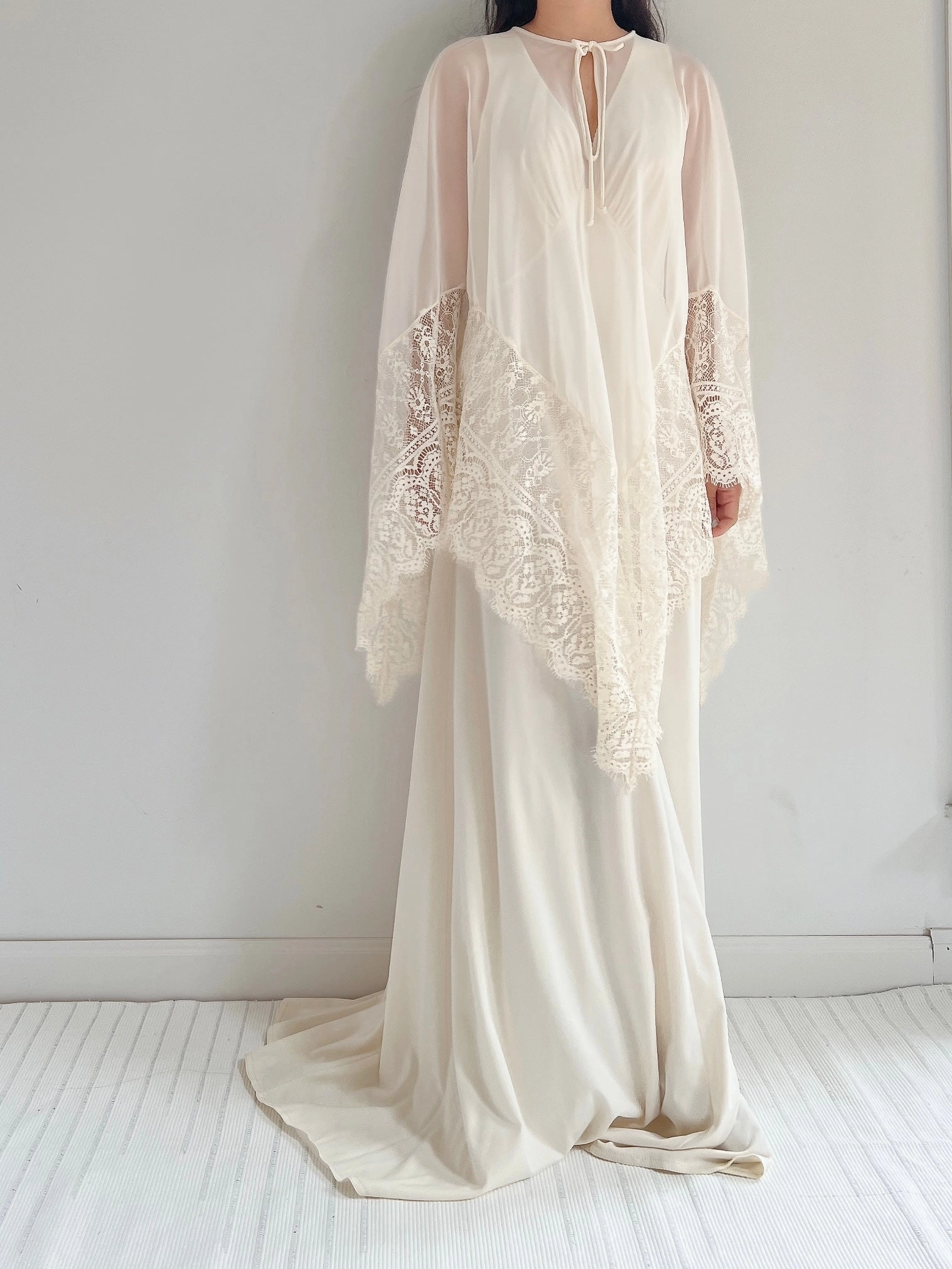 Vintage 2-Piece Chiffon and Jersey Gown - S