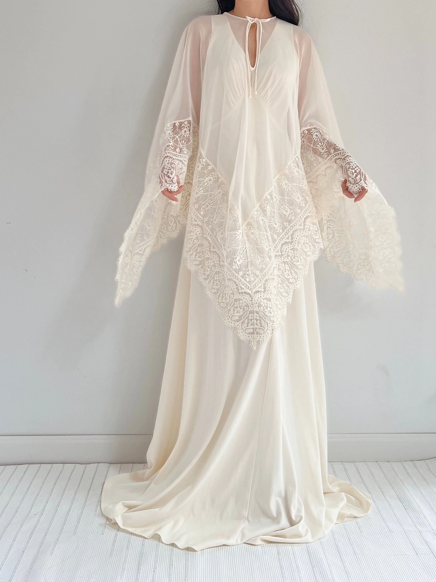 Vintage 2-Piece Chiffon and Jersey Gown - S