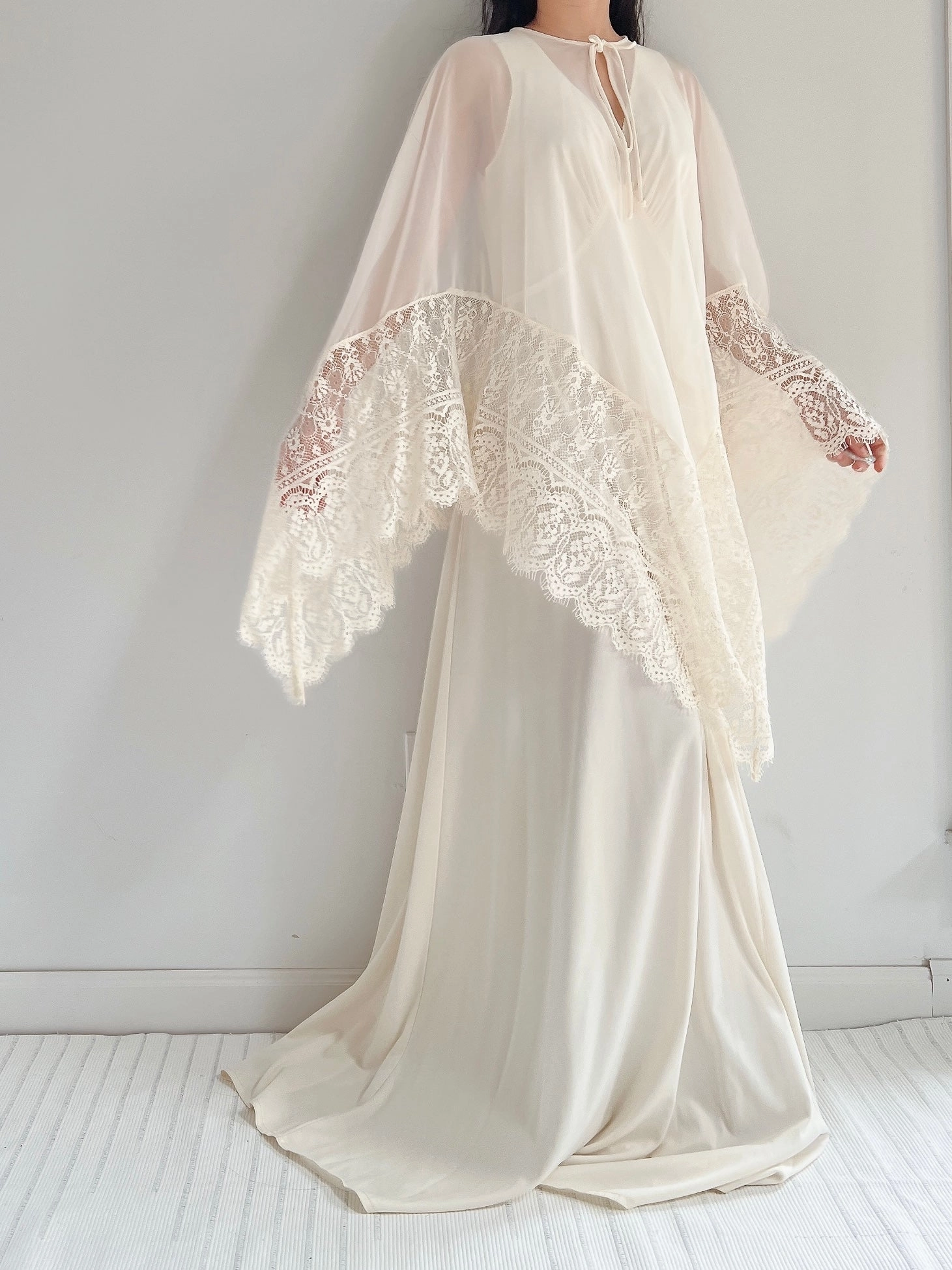 Vintage 2-Piece Chiffon and Jersey Gown - S