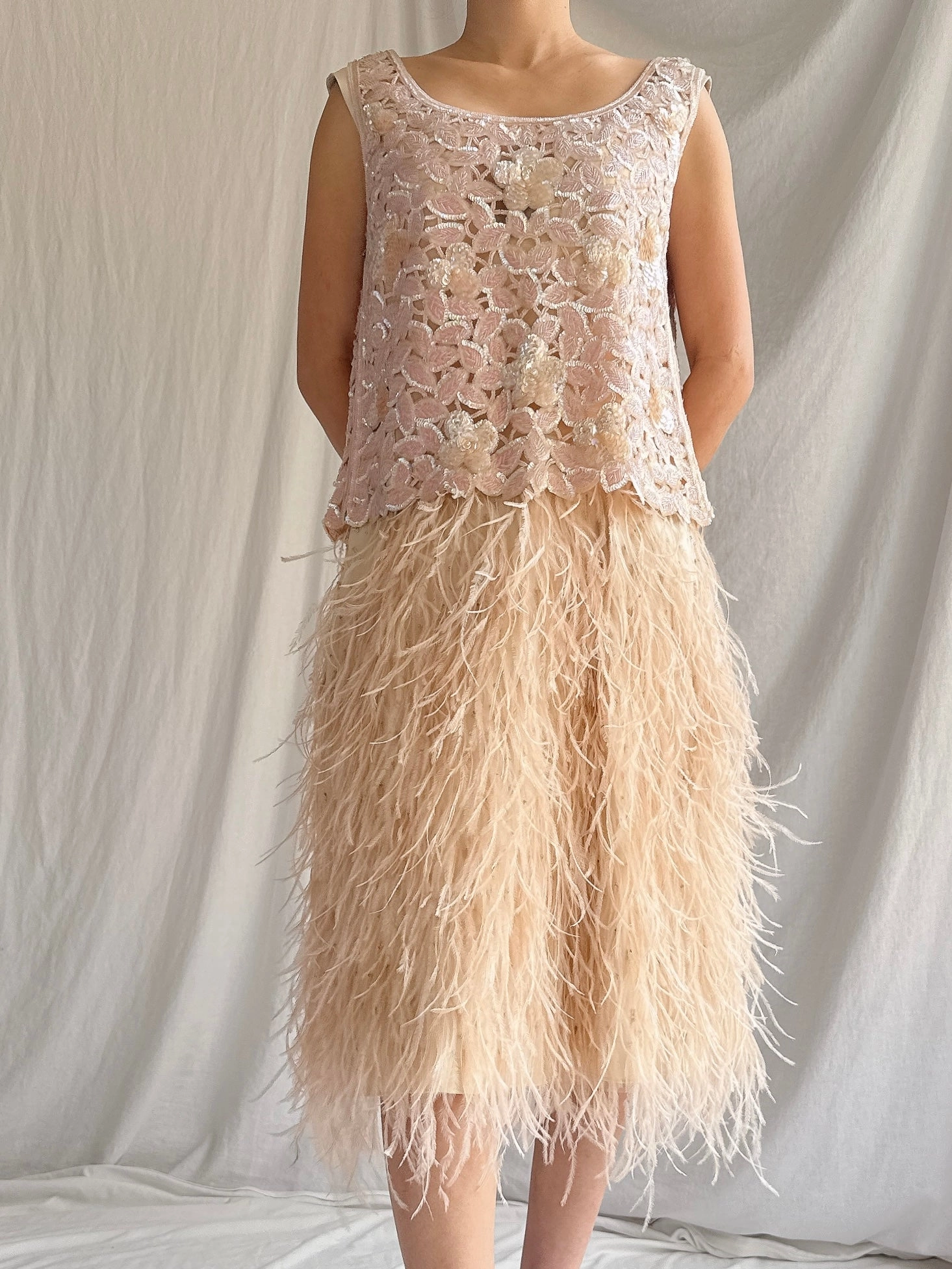 Vintage 2 Piece Feather Set - S