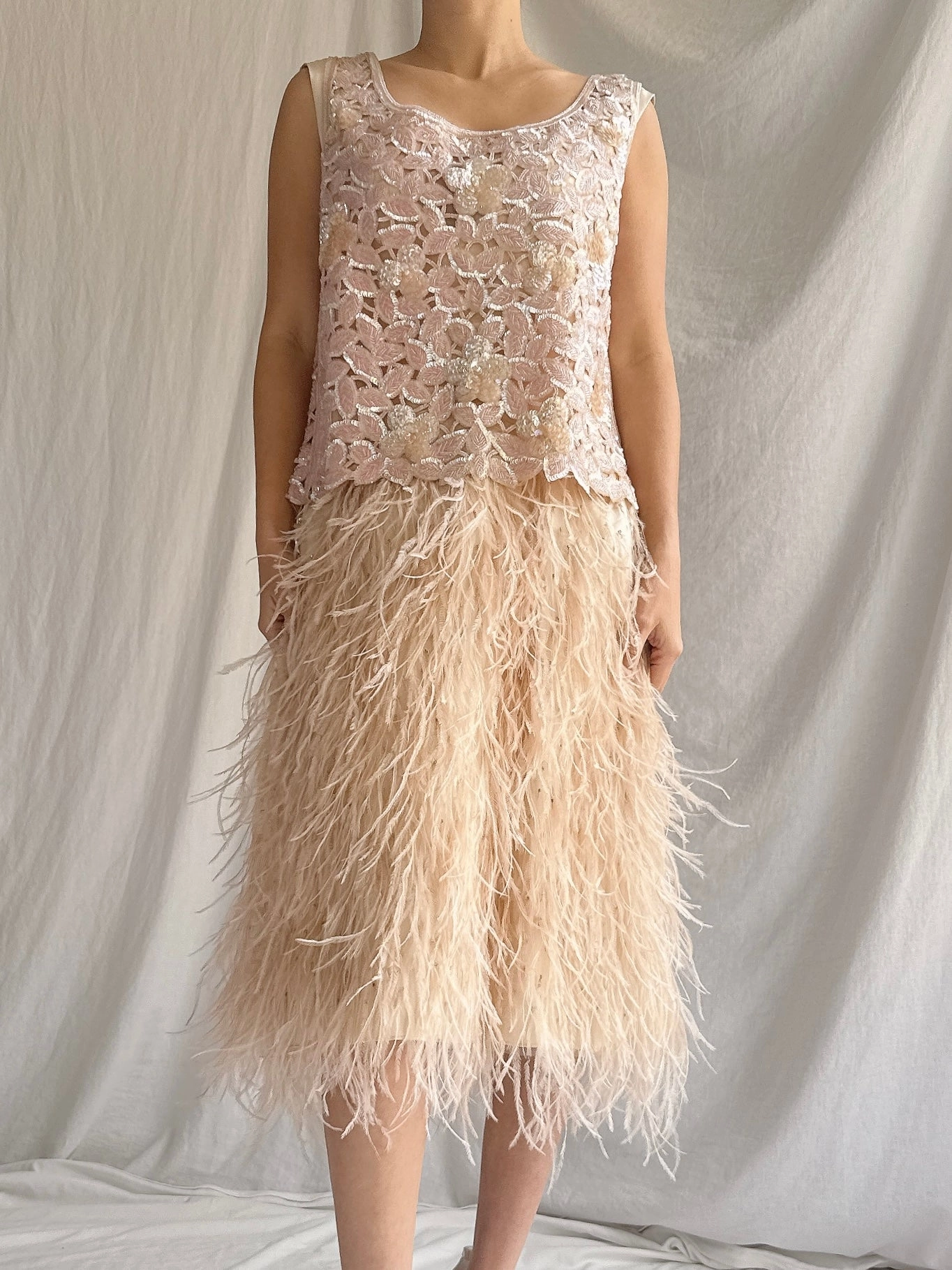 Vintage 2 Piece Feather Set - S
